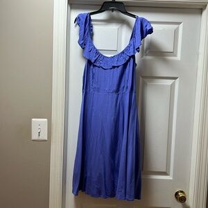 blue ruffled sleeve cami dress